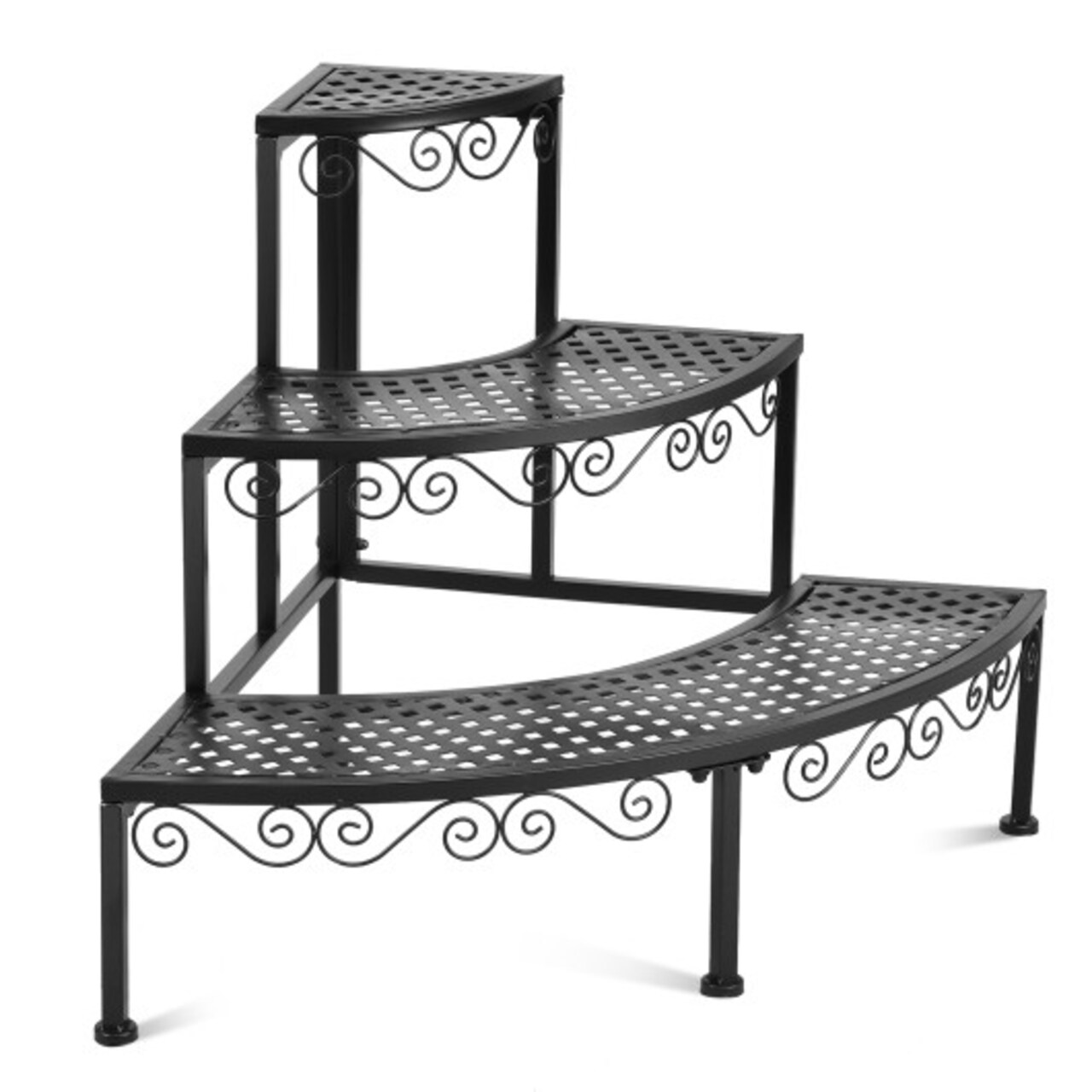 Black 3-Tier Stair-Step Plant Stand Iron Metal for Indoor Outdoor Use